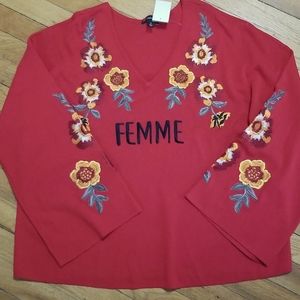 INC size XXL embroidered sweater.